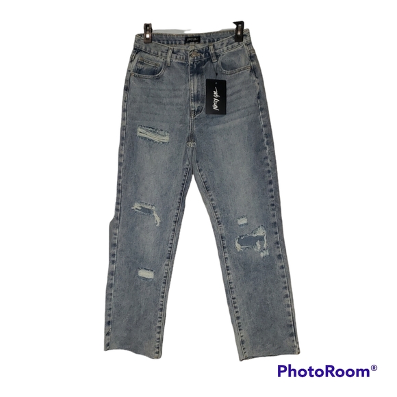 Nasty Gal Denim - Nasty Gal Size 6 mid blue distressed to impress straight leg jean nwt